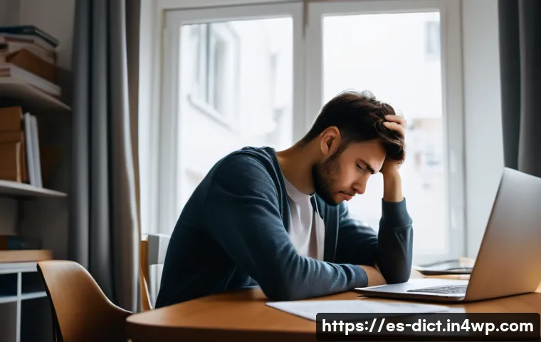 우울증 완화에 효과적인 비타민 B군 - **Prompt:** A young adult, looking slightly overwhelmed and fatigued, sits at a desk with a laptop o...