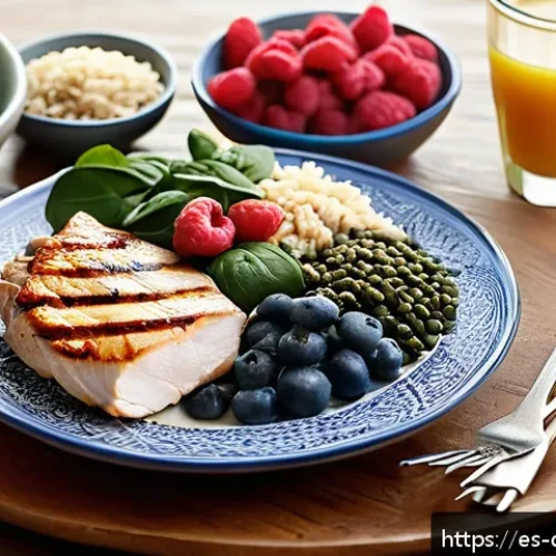 Home 15 우울증 환자를 위한 식사 대체품 - A vibrant, detailed still life composition of a healthy Mediterranean-inspired breakfast spread feat...