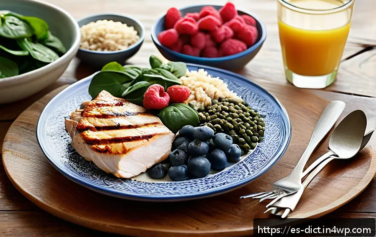우울증 환자를 위한 식사 대체품 - A vibrant, detailed still life composition of a healthy Mediterranean-inspired breakfast spread feat...